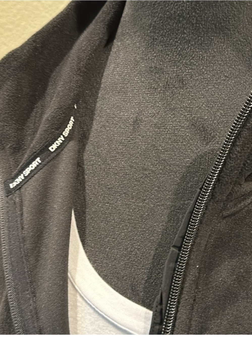 DKNY Black Full-Zip Teddy Fleece Jacket - Picture 7 of 9